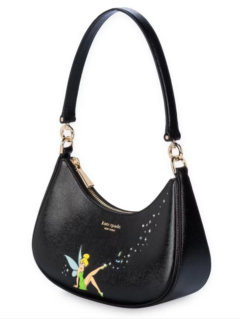 Disney Parks Kate Spade New York Tinker Bell Crossbody Hobo Bag - Picture 3 of 5